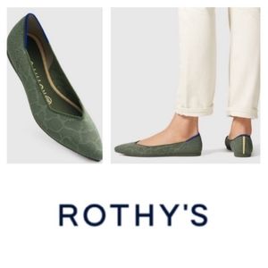 Rothys Pointed Toe Flats Retired Safari Green Printed Women's Size 7 NEW